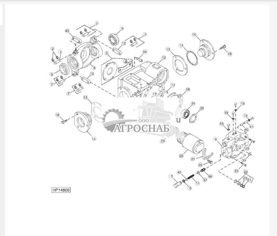 HYDROSTATIC DRIVE PUMP, HOUSING, SWASHPLATE, AND SERVO CYLINDERS 